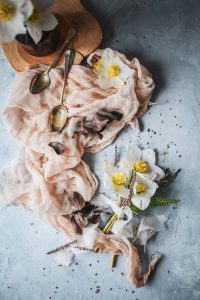 floral flatlay food props photography