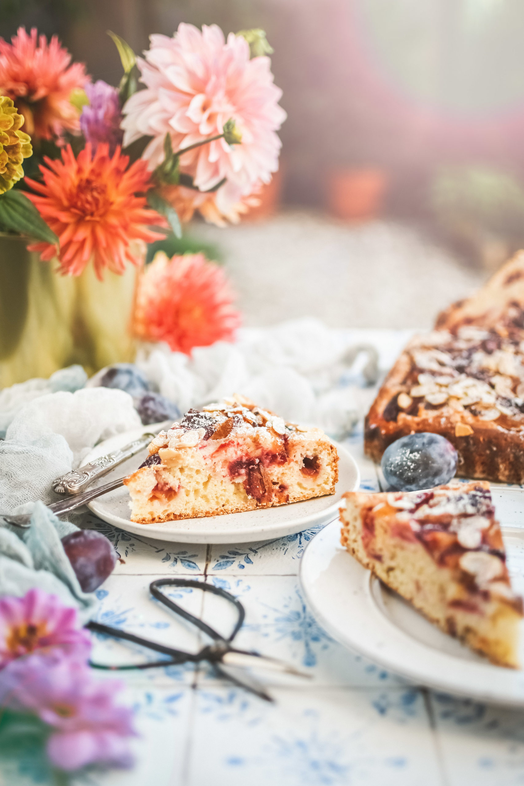 slivkovy kolac almond plum cake photography