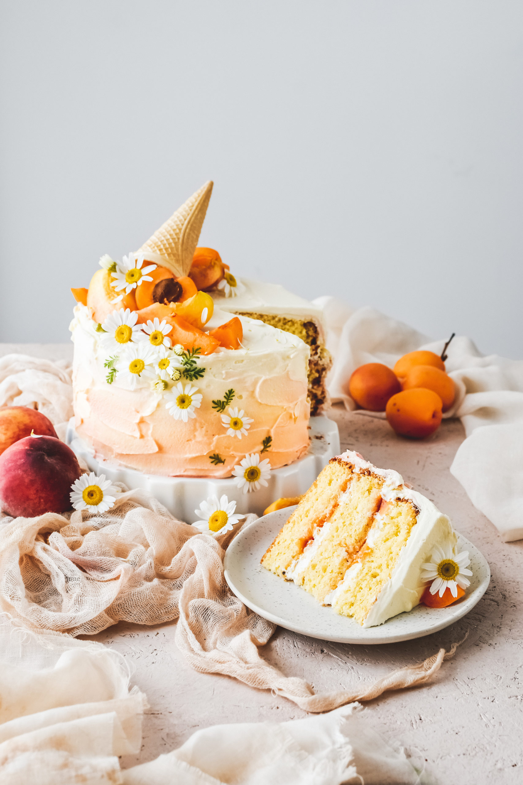 ovocna ombre torta peach cake photography